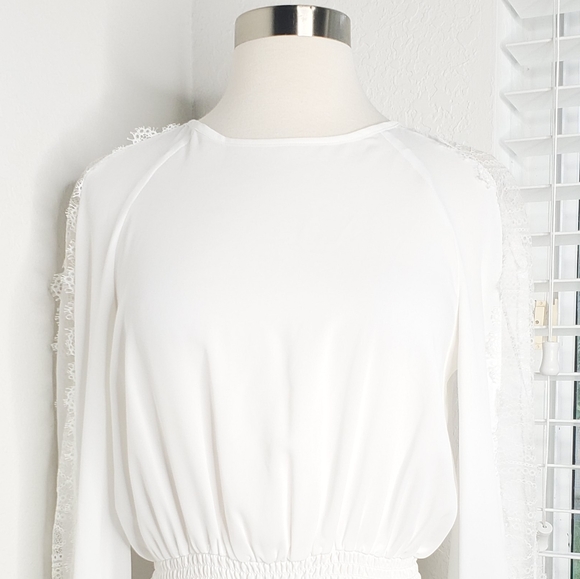 INTERMIX Joy Lace Smocked Waist Peplum Blouse S. - Picture 5 of 10